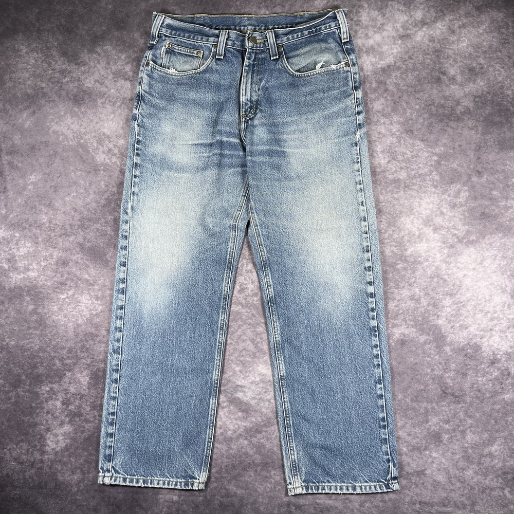 Carhartt Y2K Relaxed Fit Jeans Men 34x30 Blue Med Wash Denim Workwear B460